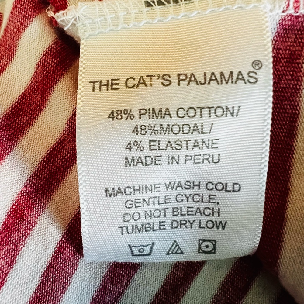 The Cat’s Pajamas Classic Red and White Striped Women's Pajama Set Size Large - Picture 11 of 12